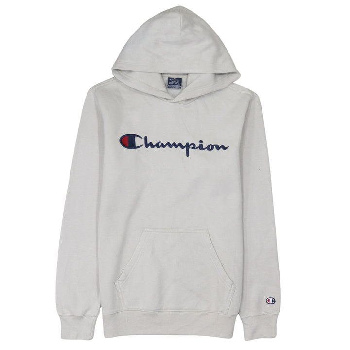 Champion Men's Beige Small Pullover Hoodie Logo Sweatshirt