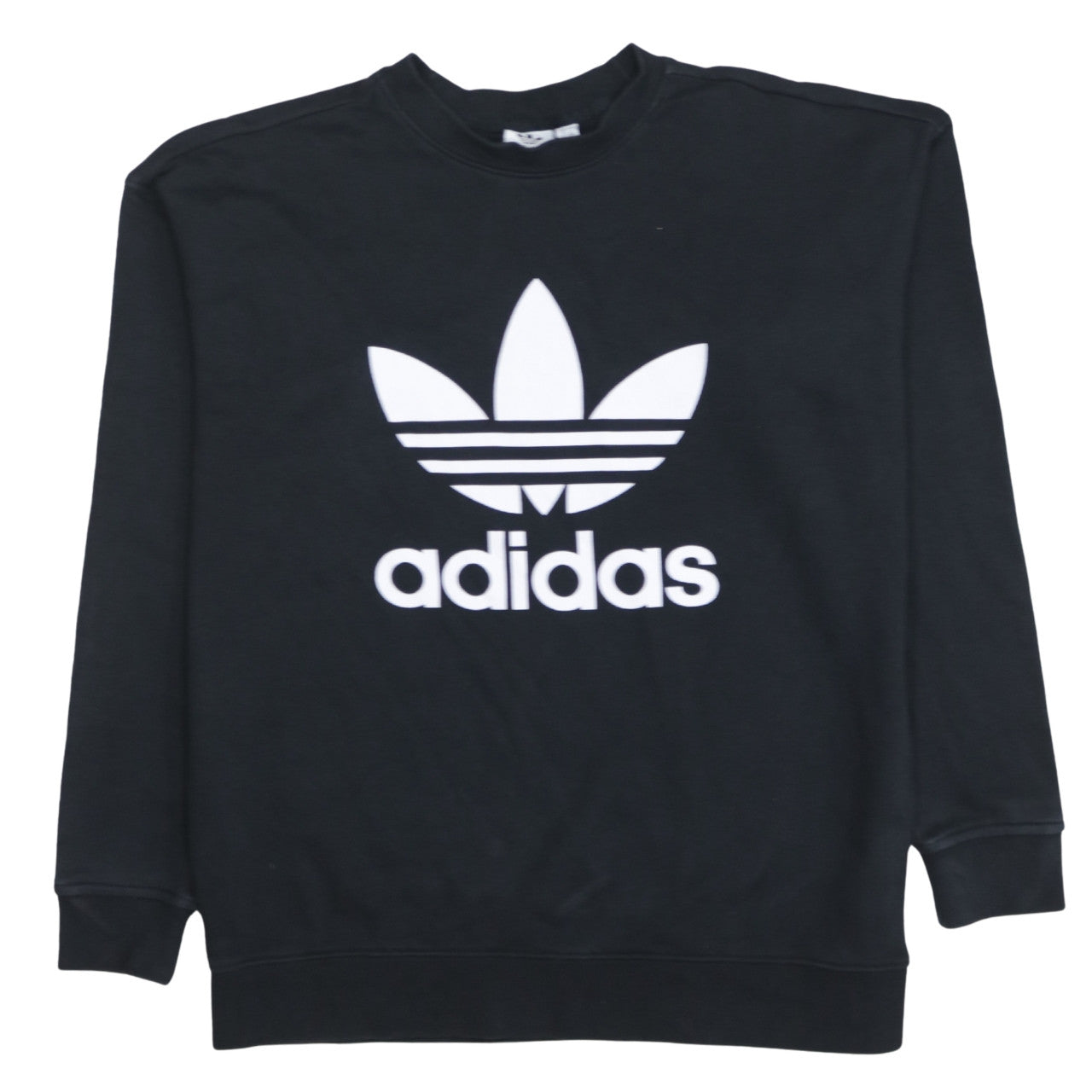 Adidas Womens Black Crew Neck Pullover Sweatshirt Size 8 Logo Print