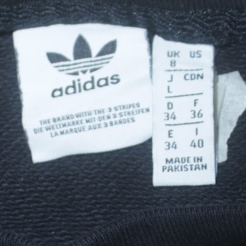 Adidas Womens Black Crew Neck Pullover Sweatshirt Size 8 Logo Print