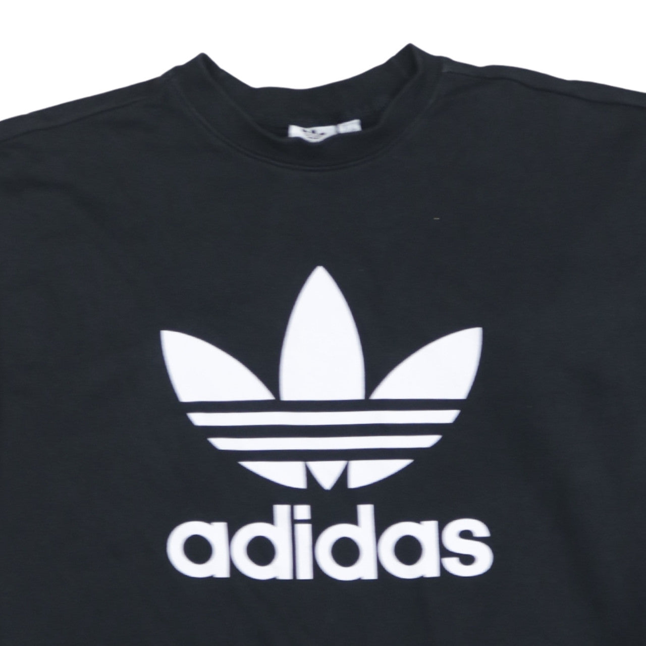 Adidas Womens Black Crew Neck Pullover Sweatshirt Size 8 Logo Print