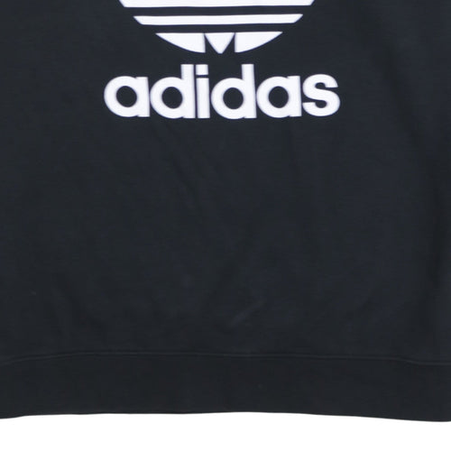 Adidas Womens Black Crew Neck Pullover Sweatshirt Size 8 Logo Print