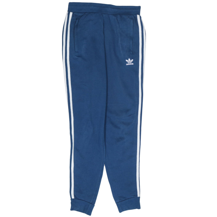 adidas Men Blue Track Pants S Tapered Side Stripe Activewear