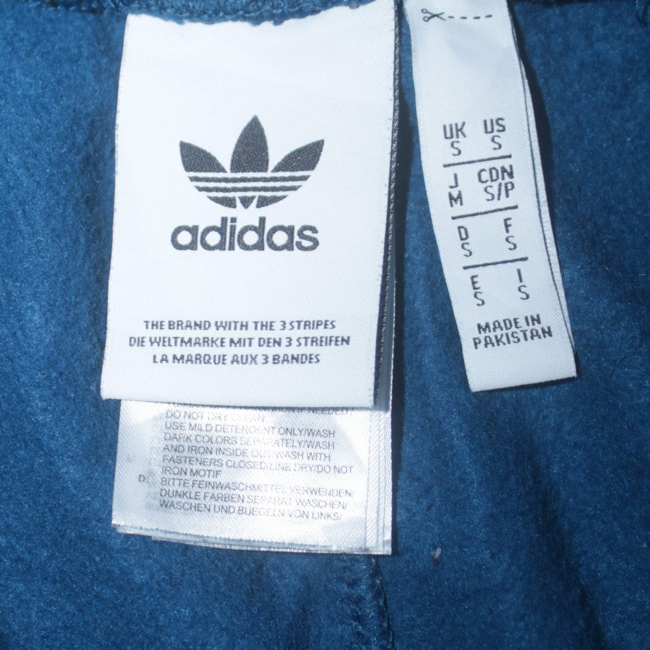 adidas Men Blue Track Pants S Tapered Side Stripe Activewear