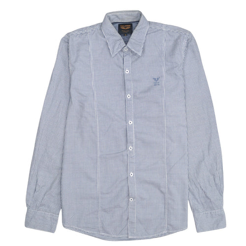 PME Legend Men's Blue Check Long Sleeve Button-Up Shirt M