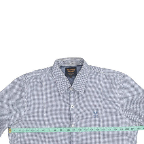 PME Legend Men's Blue Check Long Sleeve Button-Up Shirt M