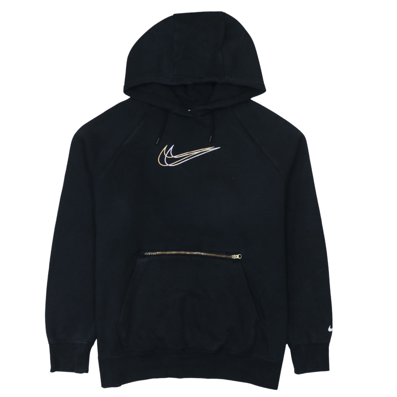 Nike Men's Black Oversized Pullover Hoodie Small Logo Zip Pocket