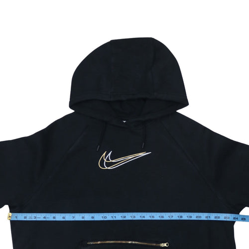 Nike Men's Black Oversized Pullover Hoodie Small Logo Zip Pocket