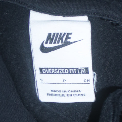 Nike Men's Black Oversized Pullover Hoodie Small Logo Zip Pocket
