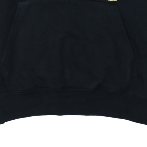 Nike Men's Black Oversized Pullover Hoodie Small Logo Zip Pocket