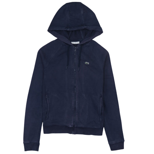 Lacoste Sport Women's Navy Full Zip Hoodie Size 6 Cotton Blend