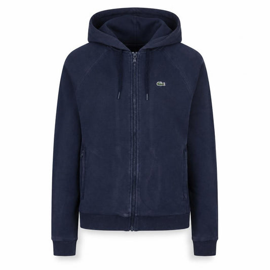 Lacoste Sport Women's Navy Full Zip Hoodie Size 6 Cotton Blend