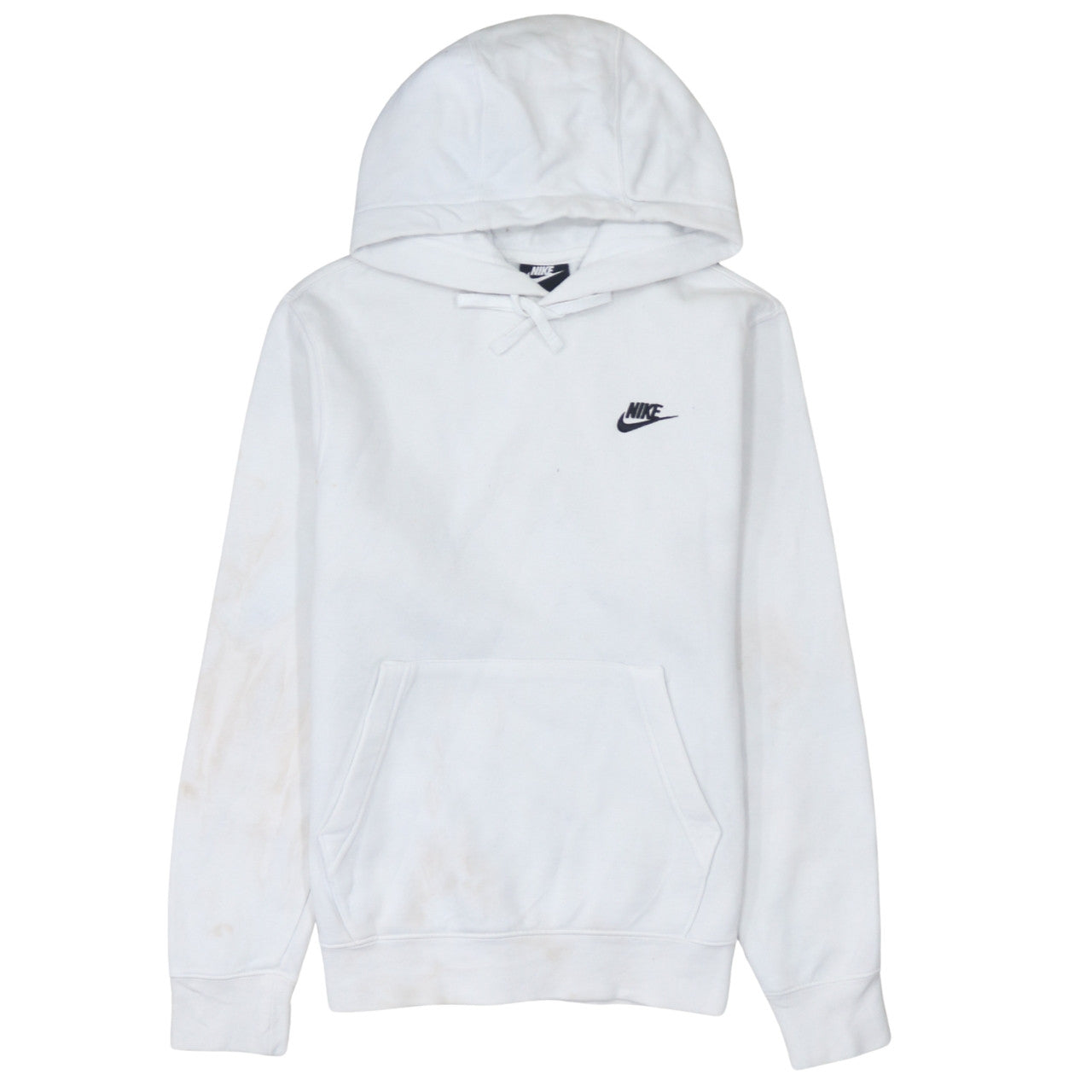 Nike Men's White XS Pullover Hoodie with Logo and Drawstring