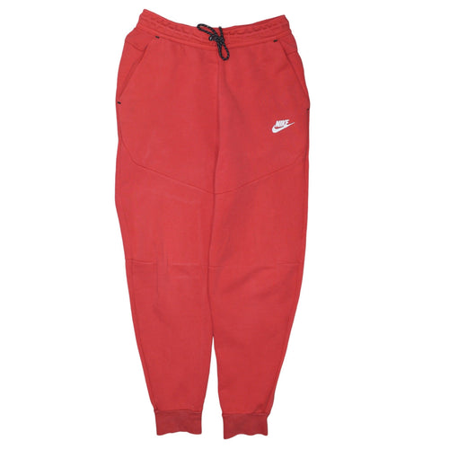 Nike Men's Red Jogger Sweatpants S Regular Fit Fleece Tapered Trousers