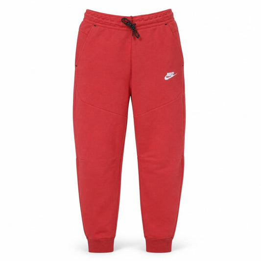 Front view of Nike Men's Red Jogger Sweatpants S Regular Fit Fleece Tapered Trousers