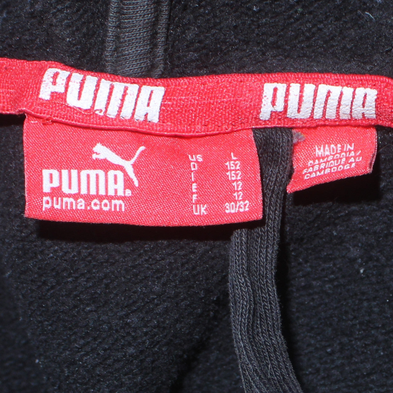 Puma Boys Black Full Zip Hoodie 12 Years Fleece Geometric Print
