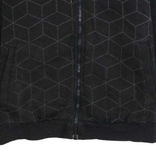 Puma Boys Black Full Zip Hoodie 12 Years Fleece Geometric Print