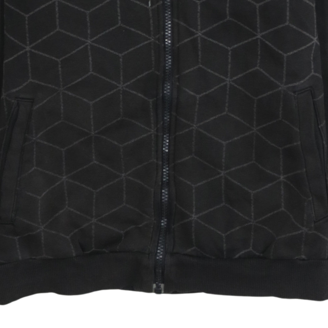 Puma Boys Black Full Zip Hoodie 12 Years Fleece Geometric Print