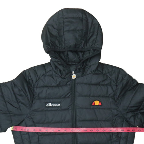 Ellesse Women Black Hooded Puffer Jacket M Quilted Lightweight