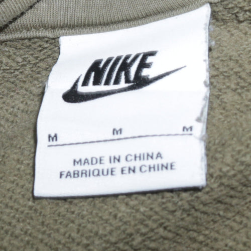 Nike Men's Green Pullover Hoodie M Sports Fleece Logo Sweatshirt