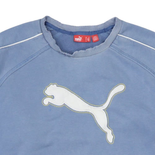 Puma Men's Blue Crew Neck Logo Sweatshirt Size M