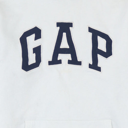 GAP Mens White XS Pullover Hoodie Logo Fleece Sweatshirt