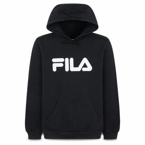 Fila Mens Black Pullover Hoodie L Logo Print Long Sleeve Casual