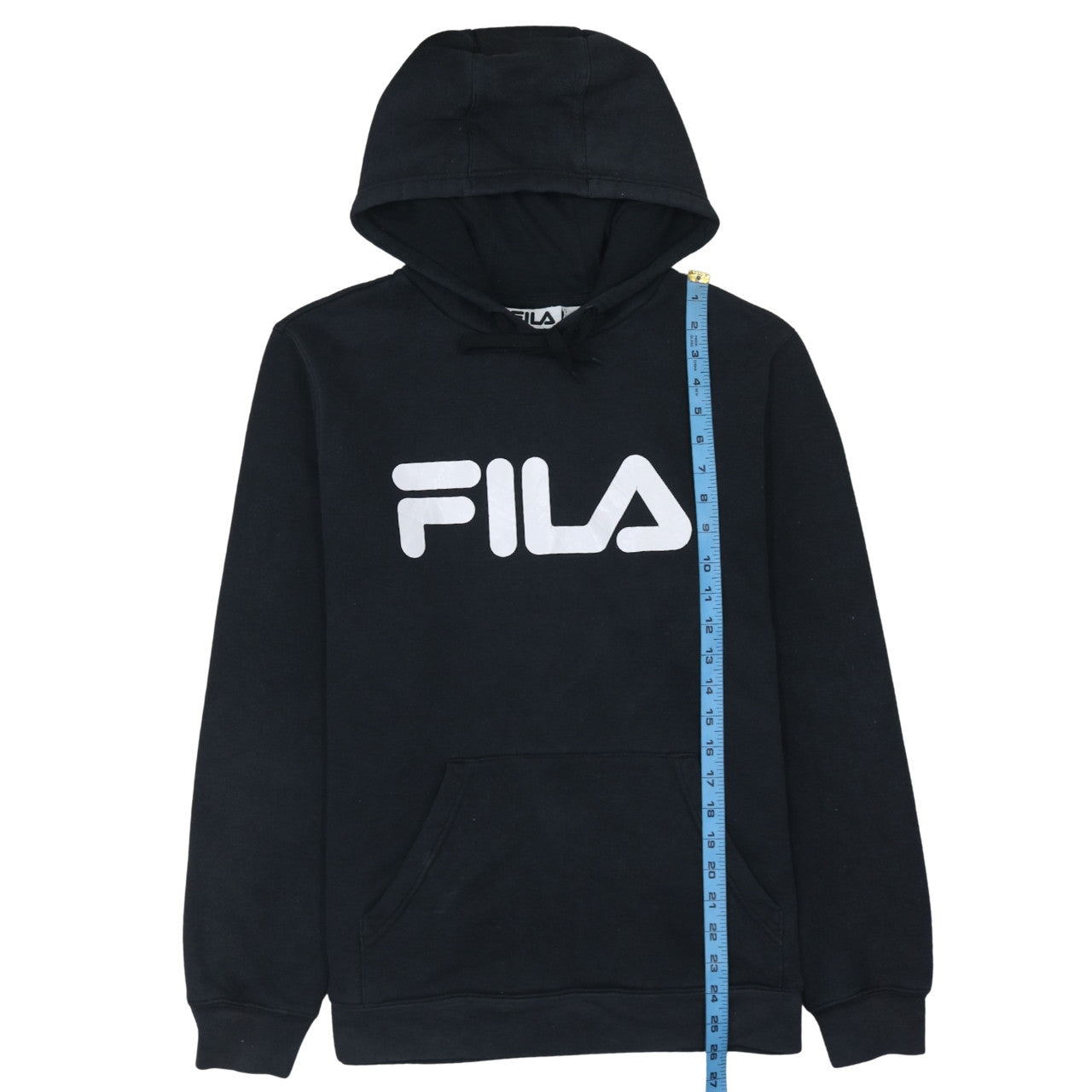 Fila Mens Black Pullover Hoodie L Logo Print Long Sleeve Casual