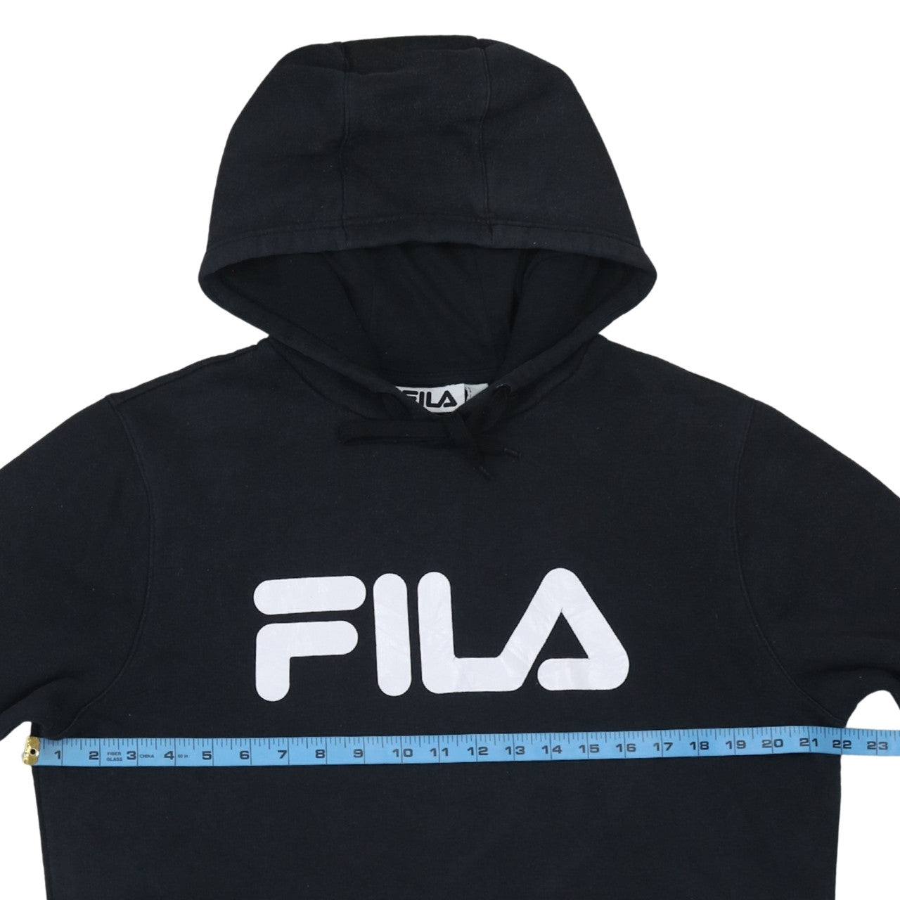 Fila Mens Black Pullover Hoodie L Logo Print Long Sleeve Casual