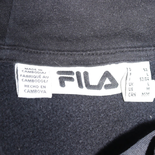 Fila Mens Black Pullover Hoodie L Logo Print Long Sleeve Casual