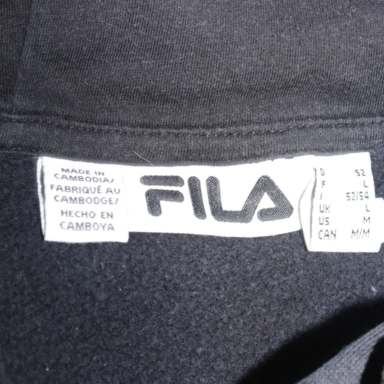 Fila Mens Black Pullover Hoodie L Logo Print Long Sleeve Casual