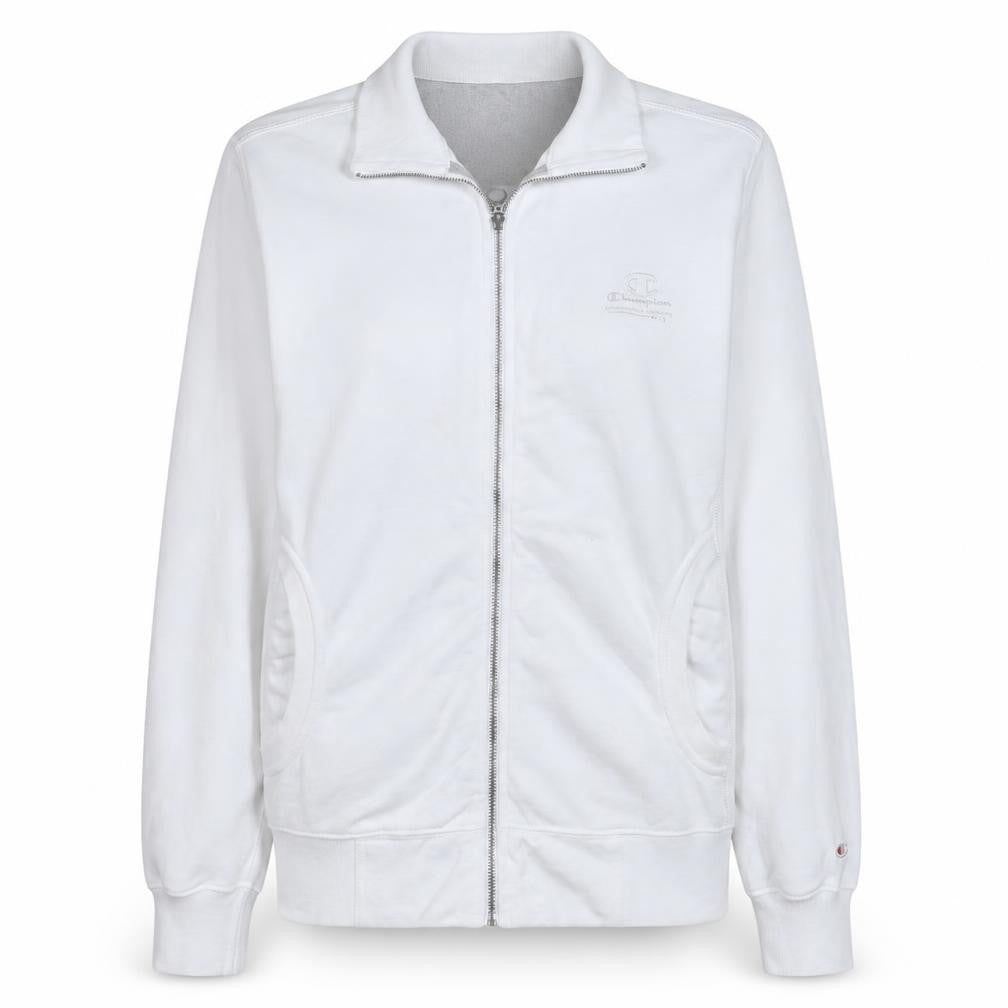 Champion Women’s White Easy Fit Track Jacket M Full Zip Cotton Blend