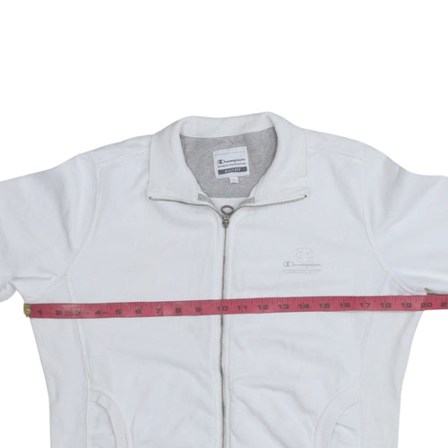Champion Women’s White Easy Fit Track Jacket M Full Zip Cotton Blend