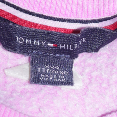 Tommy Hilfiger Women Pink XXS Pullover Sweatshirt Logo Cotton