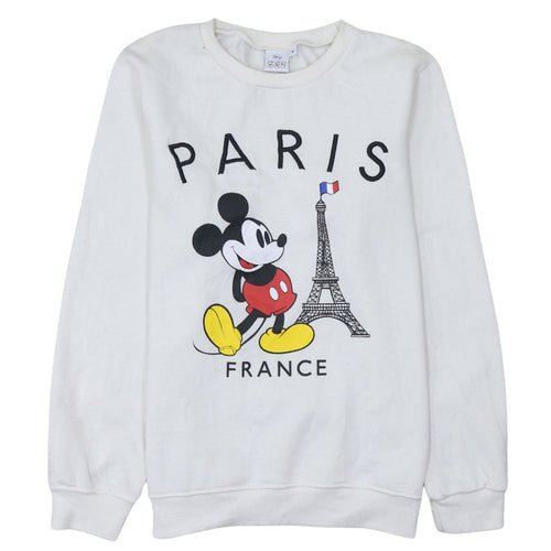 Disney Mickey Mouse Paris White Women's Small Pullover Sweatshirt