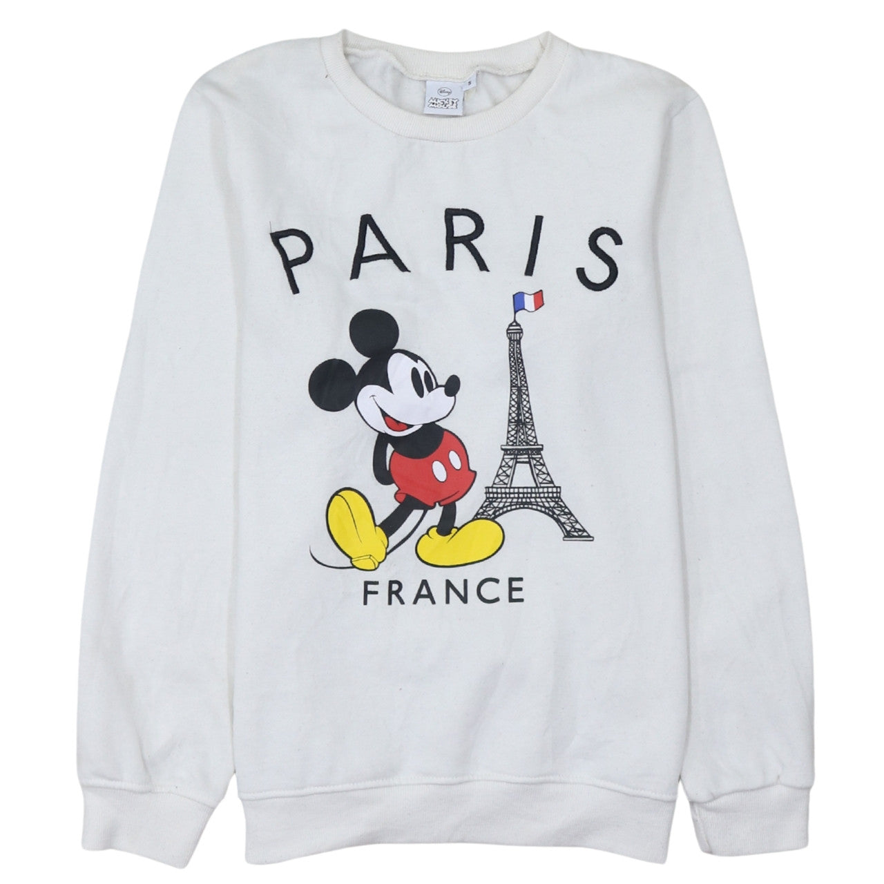 Disney Mickey Mouse Paris White Women's Small Pullover Sweatshirt