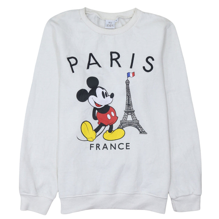 Disney Mickey Mouse Paris White Women's Small Pullover Sweatshirt