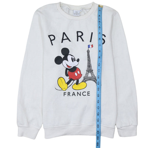 Disney Mickey Mouse Paris White Women's Small Pullover Sweatshirt