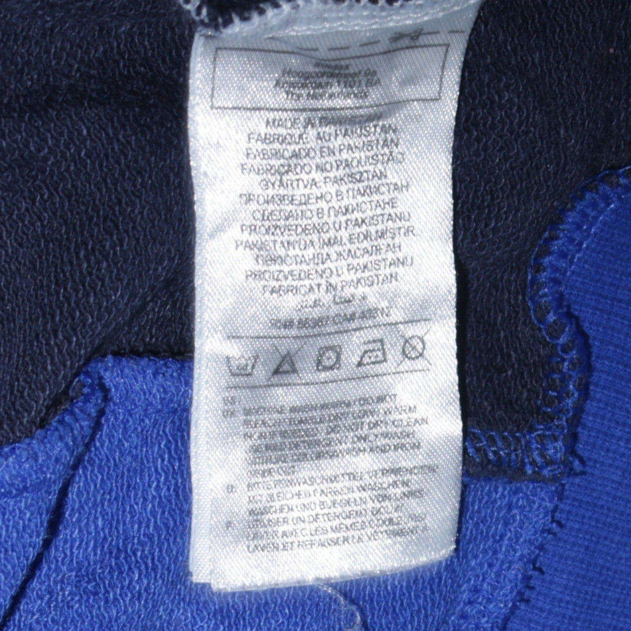 Adidas Boys Blue Colourblock Pullover Hoodie 14 Years Cotton Blend