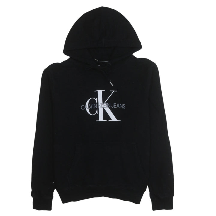 Calvin Klein Jeans Womens Black M Pullover Hoodie CK Logo Cotton