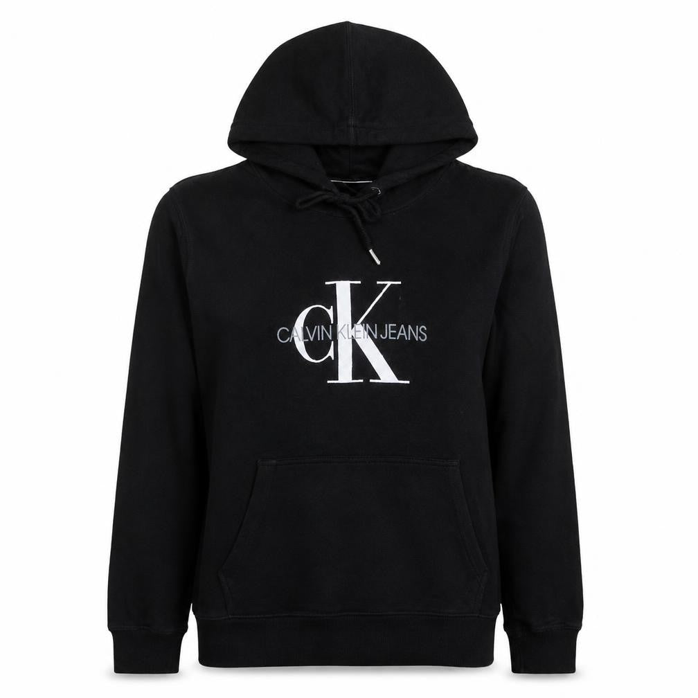 Calvin Klein Jeans Womens Black M Pullover Hoodie CK Logo Cotton