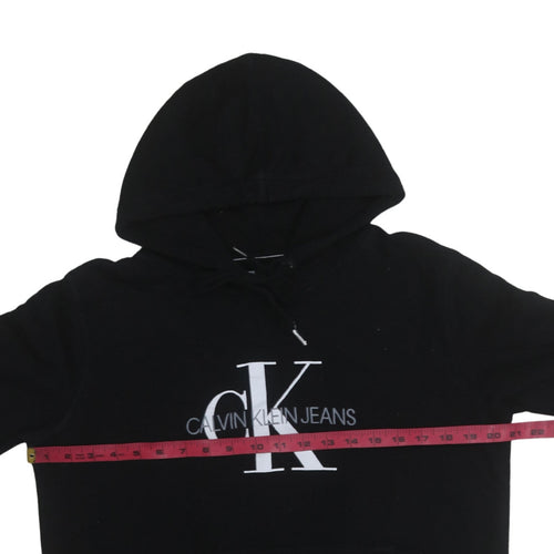 Calvin Klein Jeans Womens Black M Pullover Hoodie CK Logo Cotton