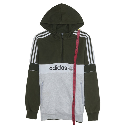 Adidas Boys Green & Grey Half Zip Hoodie Sweatshirt XL 15-16 Years