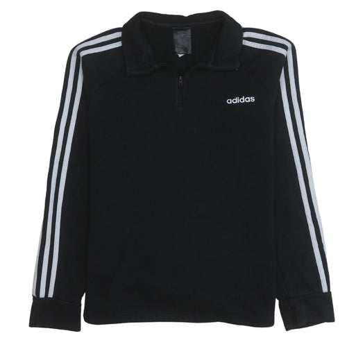 Adidas Womens Black 1/4 Zip Sweatshirt Size M 12-14 Athletic Fit