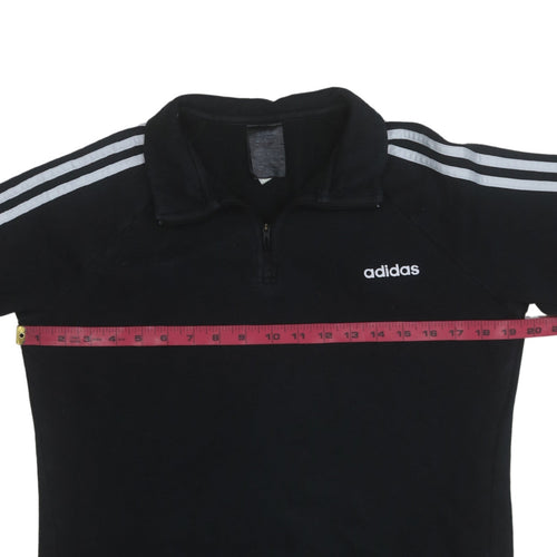 Adidas Womens Black 1/4 Zip Sweatshirt Size M 12-14 Athletic Fit