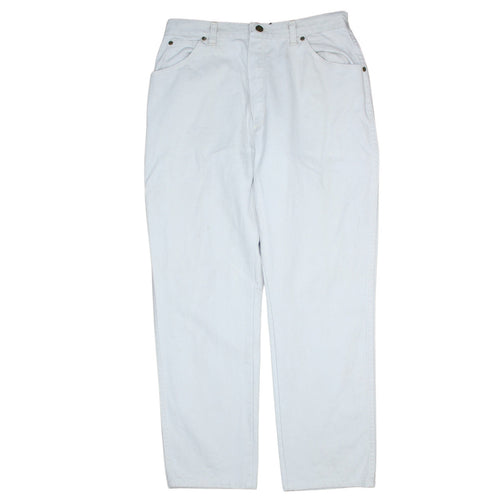 Wrangler Women's White High-Rise Straight Jeans Size 16 Vintage Denim