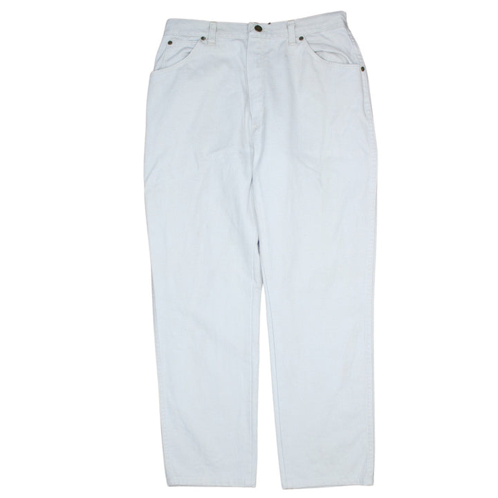 Wrangler Women's White High-Rise Straight Jeans Size 16 Vintage Denim