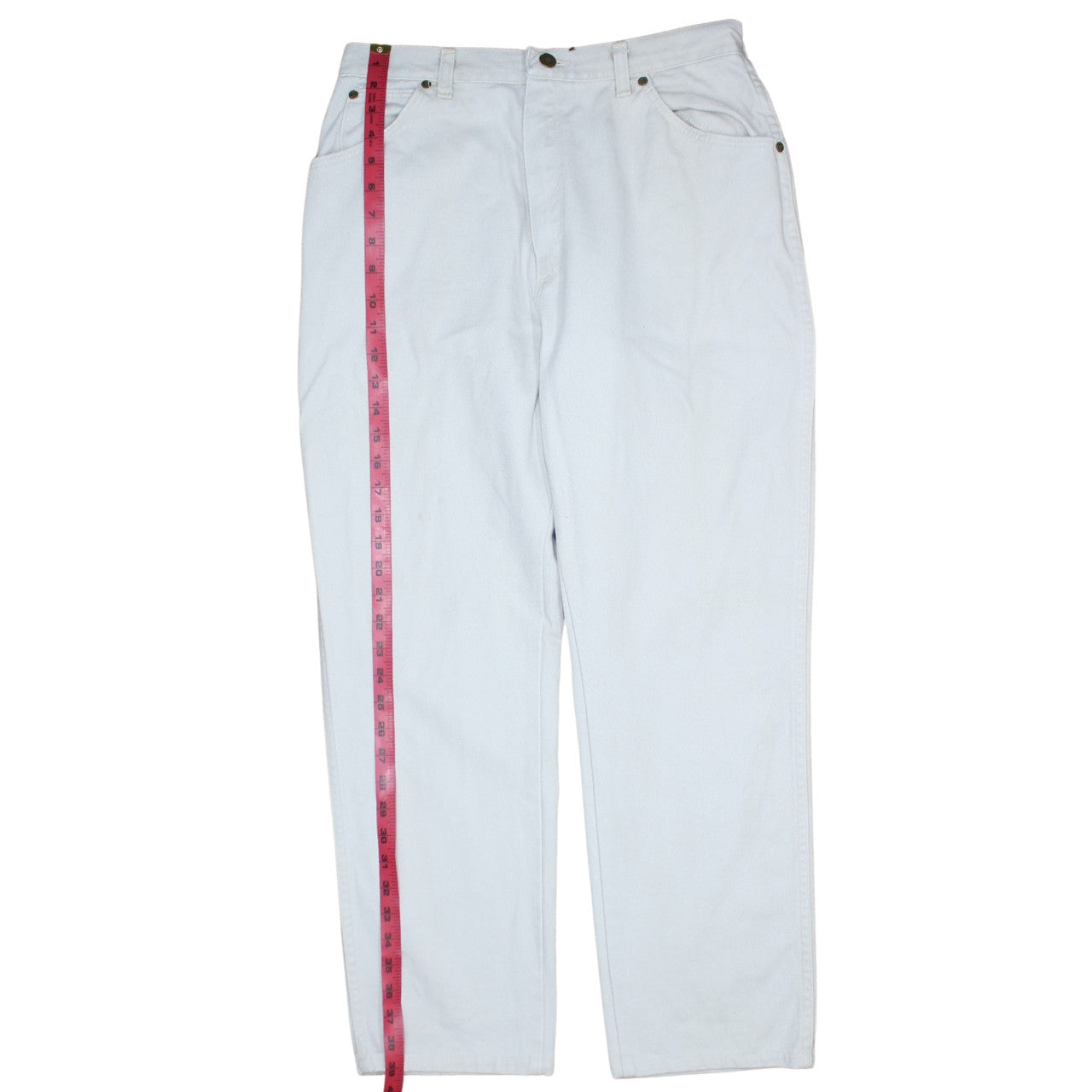 Wrangler Women's White High-Rise Straight Jeans Size 16 Vintage Denim