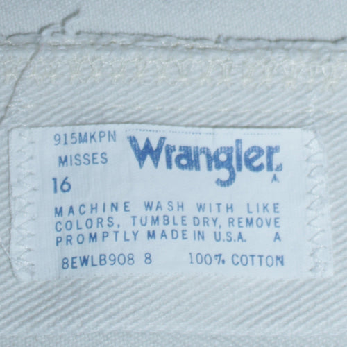 Wrangler Women's White High-Rise Straight Jeans Size 16 Vintage Denim