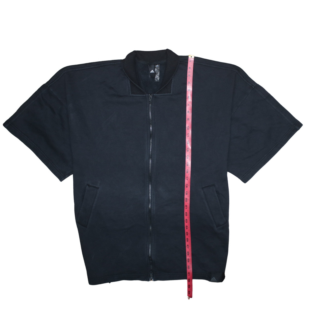 Adidas Women Black Short Sleeve Full Zip Sweatshirt Size 16-18