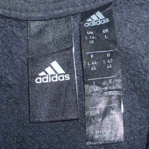 Adidas Women Black Short Sleeve Full Zip Sweatshirt Size 16-18